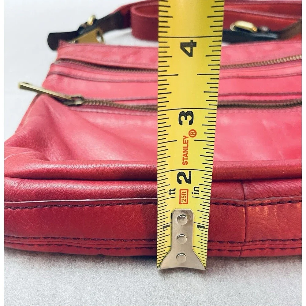 Fossil Magenta Pink Leather Crossbody Bag Purse Soft Cowhide ~ 11"x10"  VGUC - Picture 4 of 12